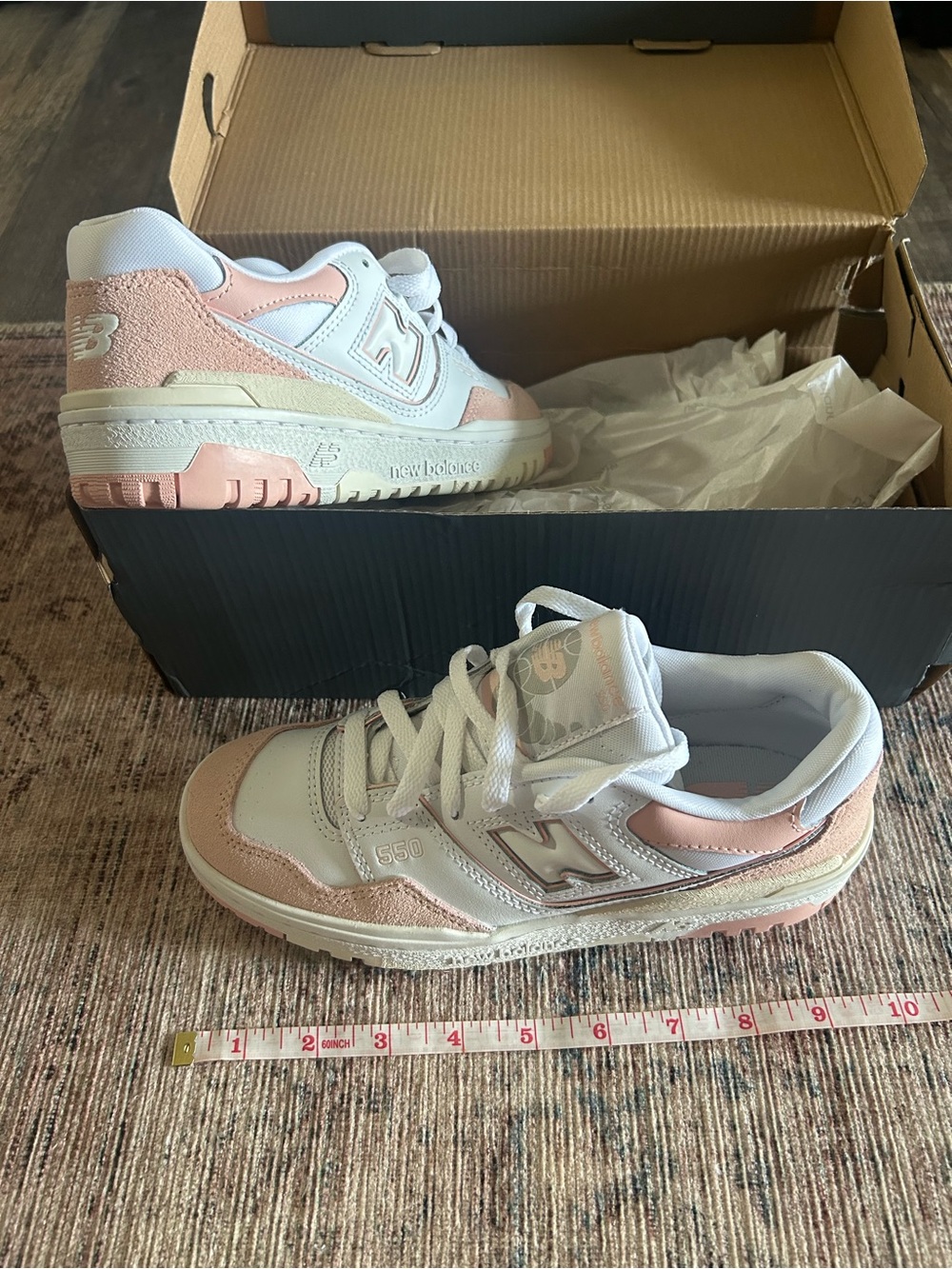 New Balance Kids 550 Sneaker - White & Light Pink